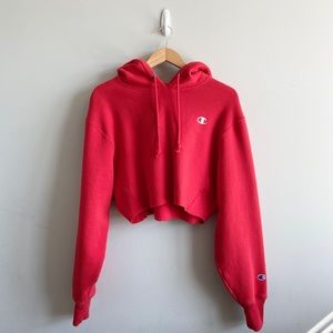 Champion Reverse Weave Red Crop Hoodie
